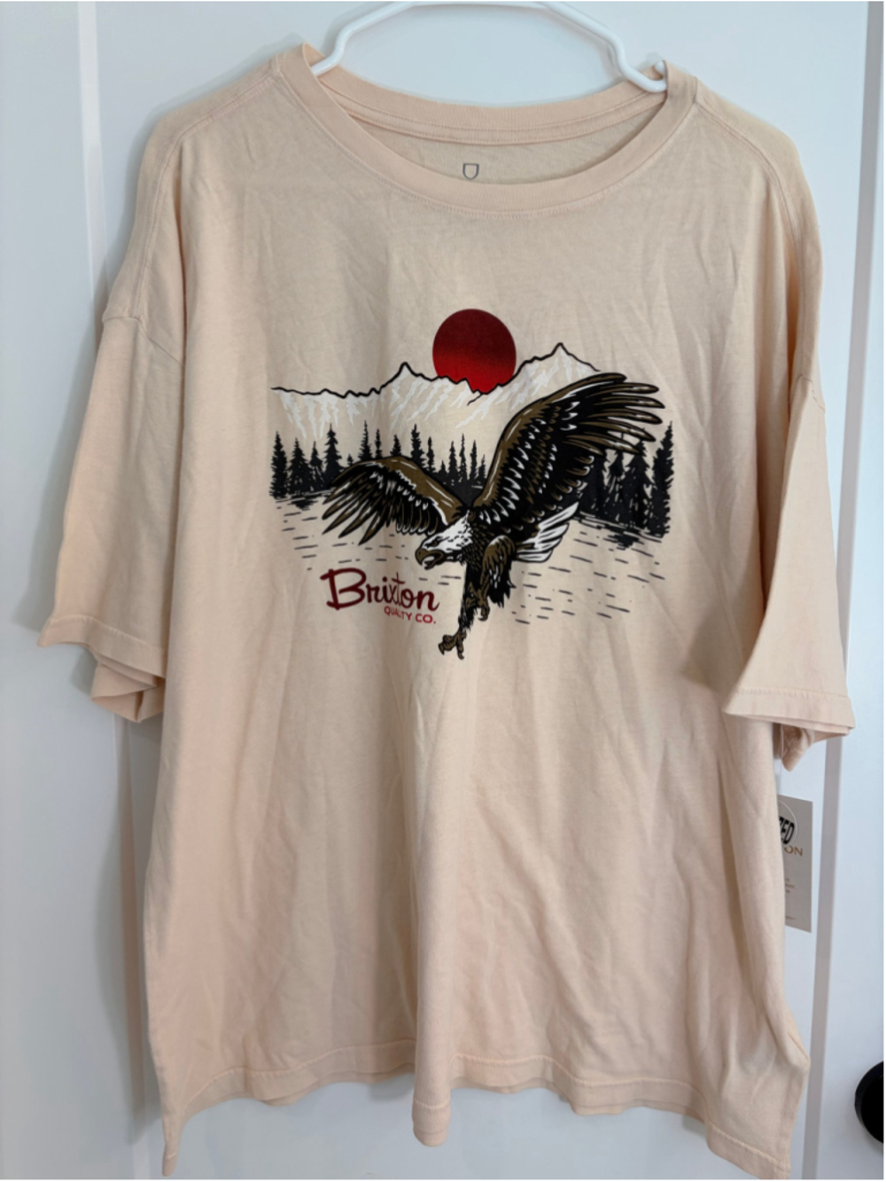 NWT Brixton Oversized Fit Eagle Graphic Tee - Cream / Size Large - Unisex